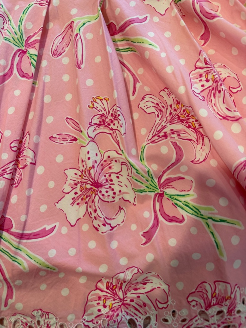 Lily Pulitzer polka dot lily Pink pleated A-line skirt scallop hem Size 4 - Picture 8 of 9